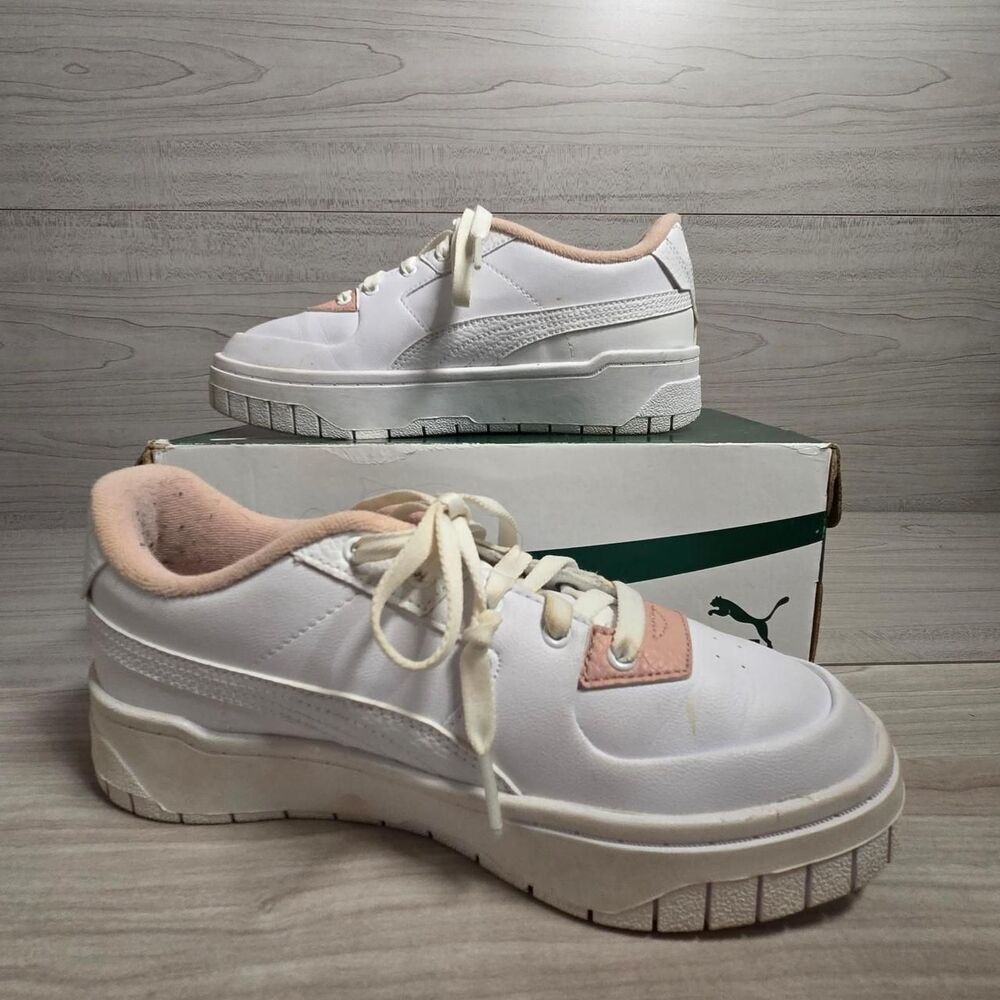 PUMA Cali Dream Terry Platform Sneakers White Pink Size 8